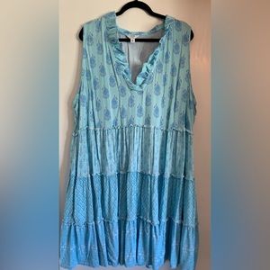 Crown & Ivy Blue Ruffle Neck Dress from Belk